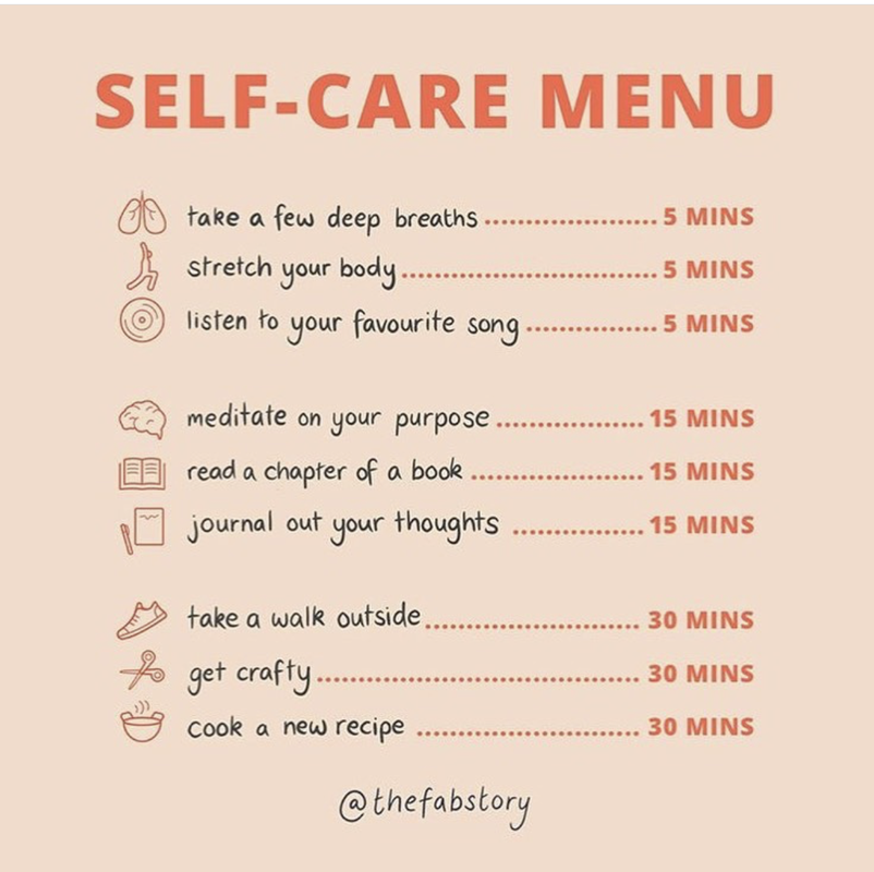 Self Care Menu